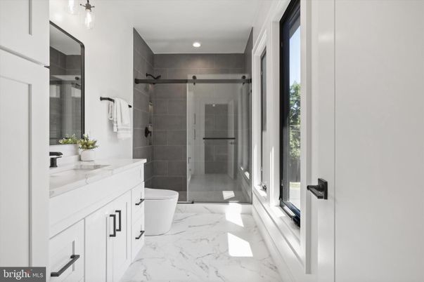 Bathroom, Glass Shower, Interior, Marble, Recessed Lighting