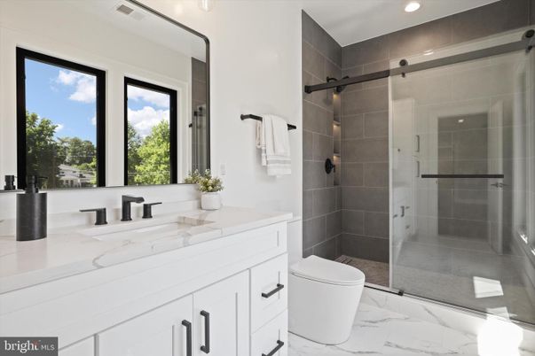 Bathroom, Glass Shower, Interior, Marble, Recessed Lighting