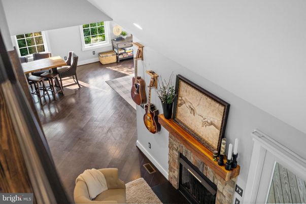 Dining room, Fireplace, Interior, Wood Texture Flooring
