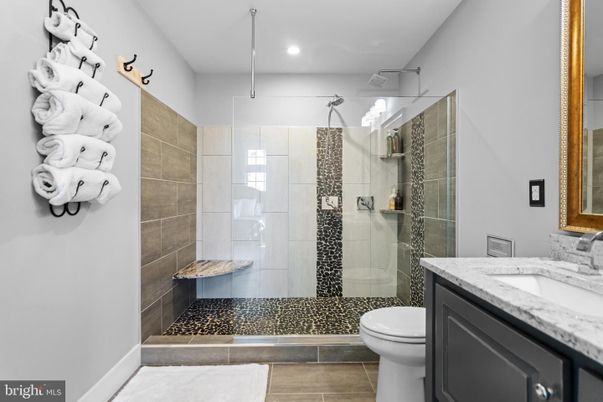 Bathroom, Glass Shower, Interior, Recessed Lighting