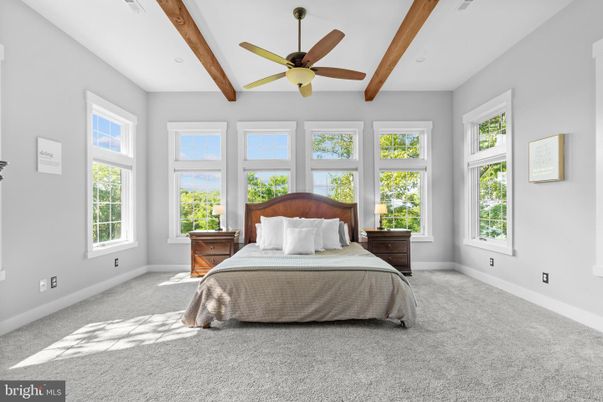 Bedroom, Interior, Recessed Lighting, Wooden Beams