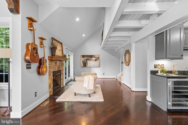 Fireplace, Interior, Piano, Recessed Lighting, Wood Texture Flooring