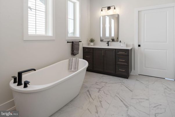 Bathroom, Dual Sink Vanities, Free Standing Baths, Interior, Marble
