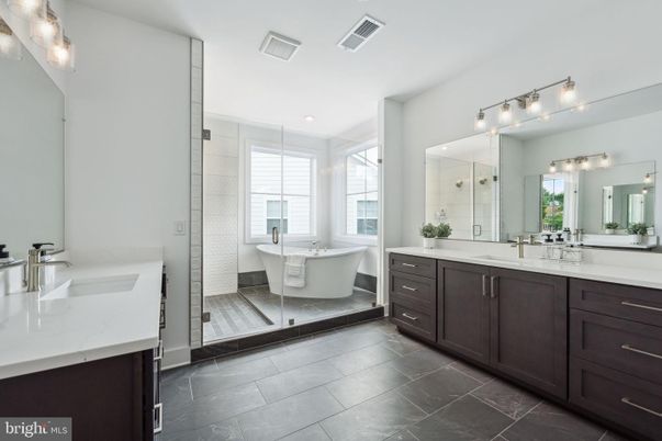 Bathroom, Dual Sink Vanities, Free Standing Baths, Glass Shower, Interior, Recessed Lighting