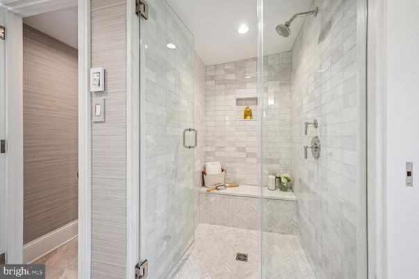 Bathroom, Glass Shower, Interior, Recessed Lighting