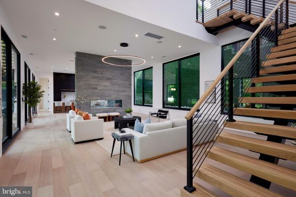 Dining room, Interior, Living room, Pendant Lights, Recessed Lighting, Wood Texture Flooring