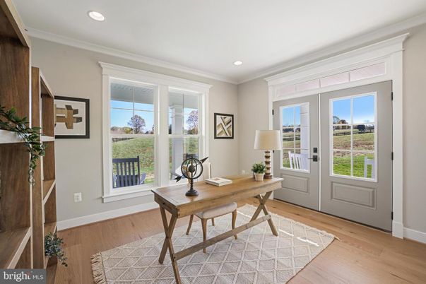 Home Office, Interior, Recessed Lighting, Wood Texture Flooring