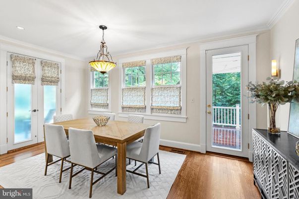 Dining room, Interior, Pendant Lights, Recessed Lighting, Wood Texture Flooring