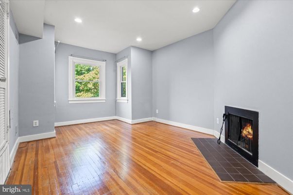 Empty room, Fireplace, Interior, Recessed Lighting, Wood Texture Flooring
