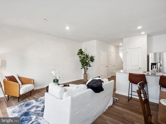 Interior, Kitchen, Living room, Recessed Lighting, Stainless Steel Appliances, Wood Texture Flooring