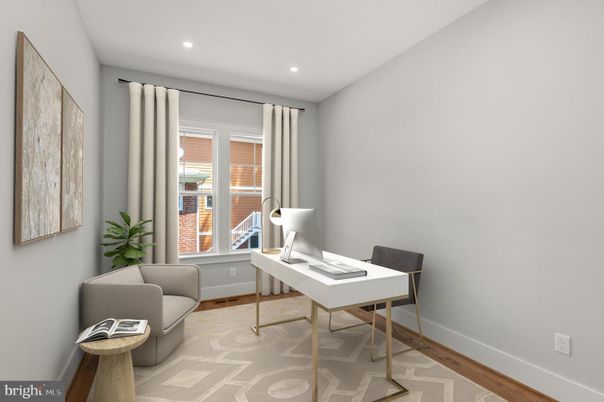 Home Office, Interior, Recessed Lighting, Wood Texture Flooring