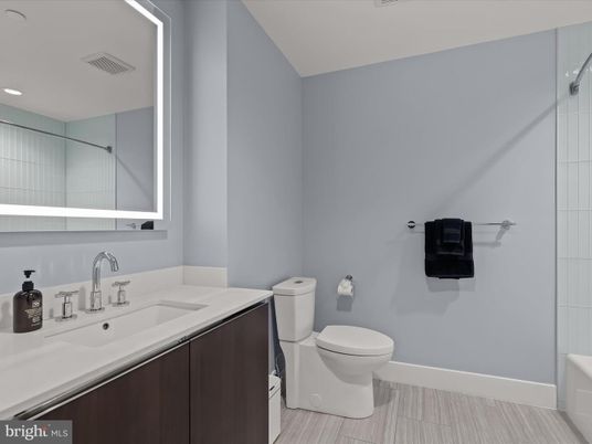 Bathroom, Interior, Recessed Lighting, Wood Texture Flooring
