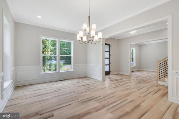 Chandelier, Empty room, Interior, Recessed Lighting, Wood Texture Flooring