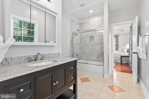 Bathroom, Bedroom, Interior, Marble Walls, Recessed Lighting, Wood Texture Flooring