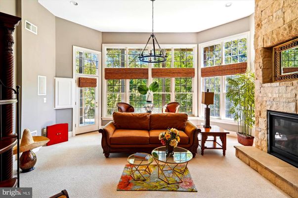 Fireplace, Interior, Living room, Pendant Lights, Recessed Lighting, Stone Walls