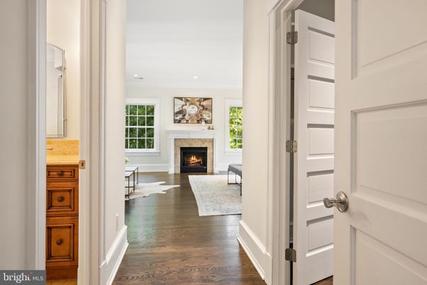 Fireplace, Interior, Recessed Lighting, Wood Texture Flooring