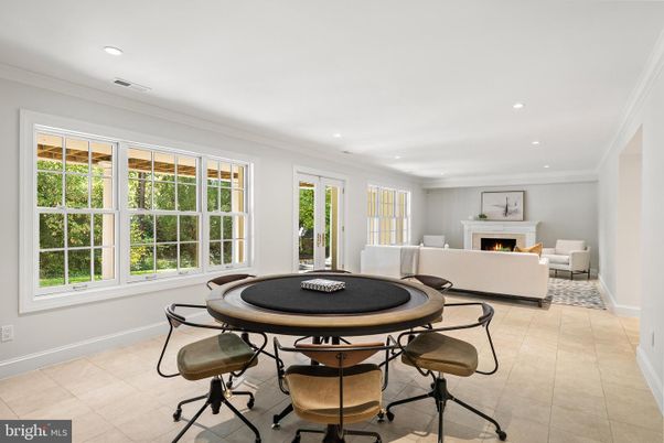 Dining room, Fireplace, Interior, Living room, Recessed Lighting
