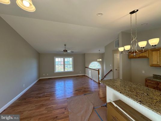 Chandelier, Empty room, Interior, Pendant Lights, Recessed Lighting, Wood Texture Flooring