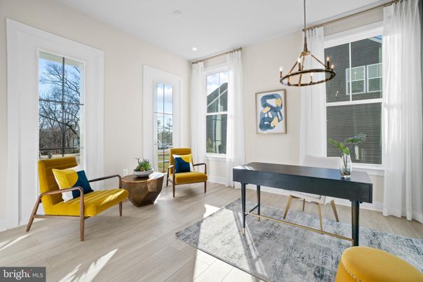 Home Office, Interior, Pendant Lights, Recessed Lighting, Wood Texture Flooring