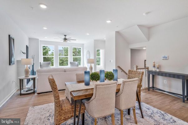 Dining room, Interior, Living room, Recessed Lighting, Wood Texture Flooring