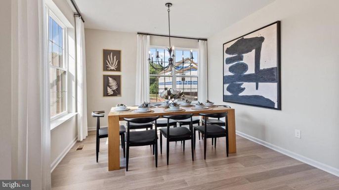Chandelier, Dining room, Interior, Pendant Lights, Wood Texture Flooring