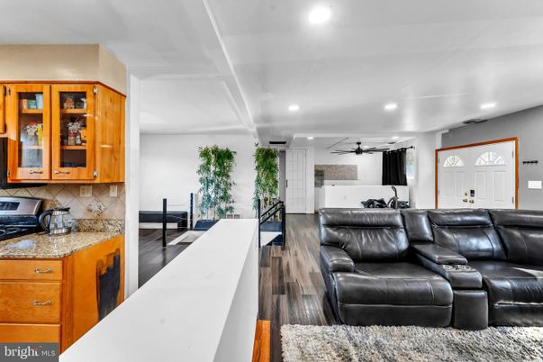 Home Theatre Room, Interior, Kitchen, Living room, Recessed Lighting, Wood Texture Flooring