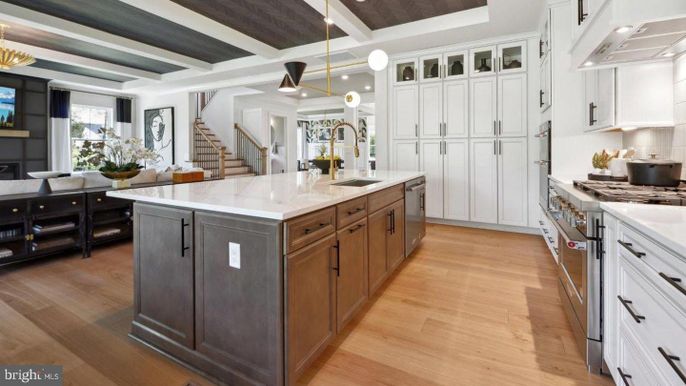 Interior, Kitchen, Pendant Lights, Stainless Steel Appliances, Wooden Ceilings, Wood Texture Flooring