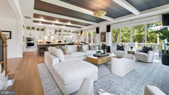 Interior, Kitchen, Living room, Pendant Lights, Stainless Steel Appliances, Wood Texture Flooring