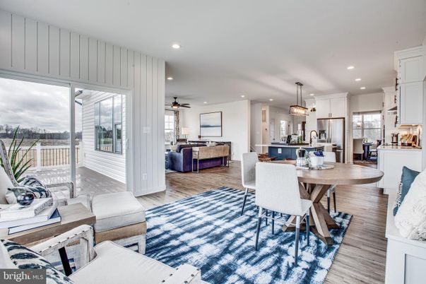 Dining room, Interior, Kitchen, Living room, Pendant Lights, Recessed Lighting, Stainless Steel Appliances, Wood Texture Flooring