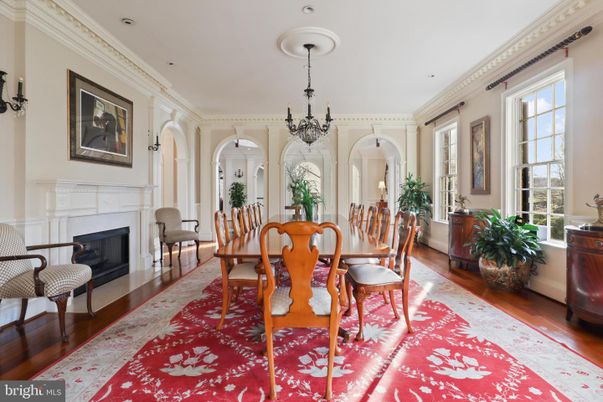 Chandelier, Dining room, Fireplace, Interior, Wood Texture Flooring
