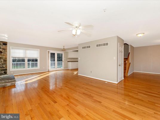 Empty room, Fireplace, Interior, Stone Walls, Wood Texture Flooring
