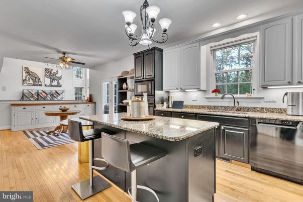 Chandelier, Interior, Kitchen, Recessed Lighting, Wood Texture Flooring