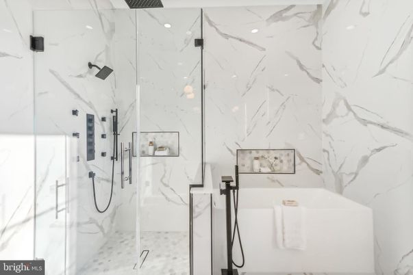 Bathroom, Glass Shower, Interior, Marble Walls