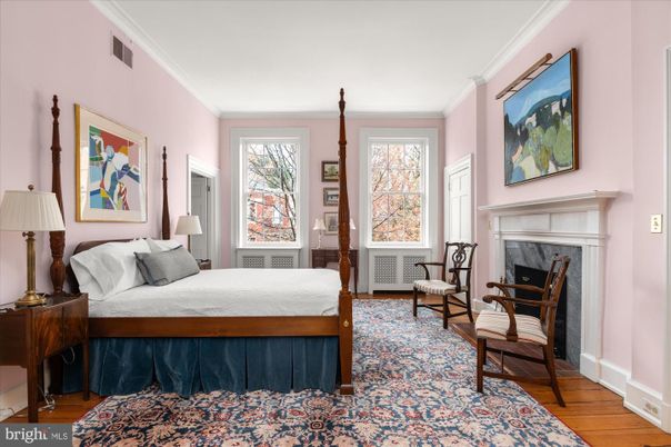 Bedroom, Fireplace, Interior, Wood Texture Flooring