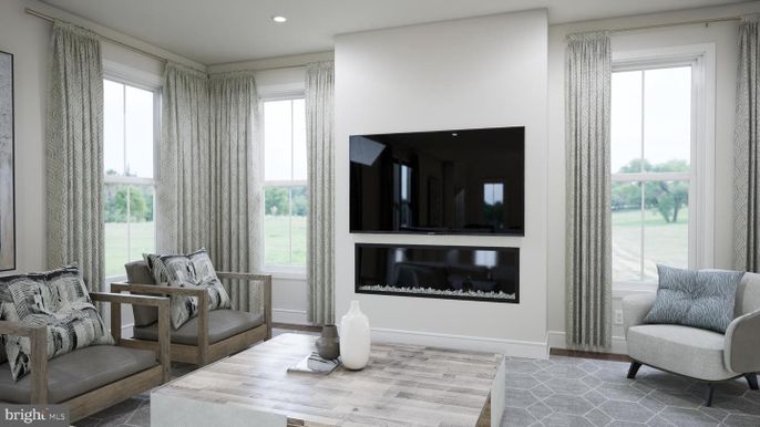 Fireplace, Interior, Recessed Lighting, Wood Texture Flooring