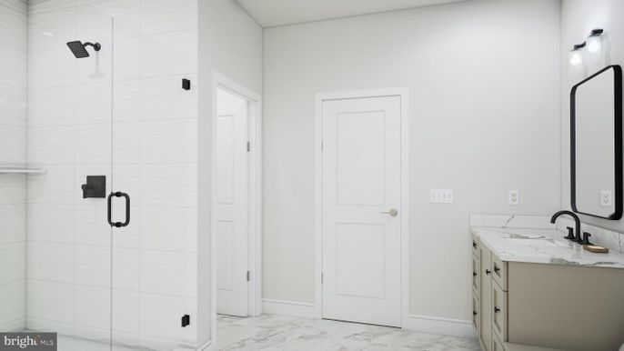 Bathroom, Glass Shower, Interior, Marble