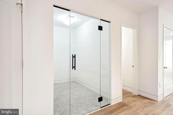 Bathroom, Glass Shower, Interior, Wood Texture Flooring
