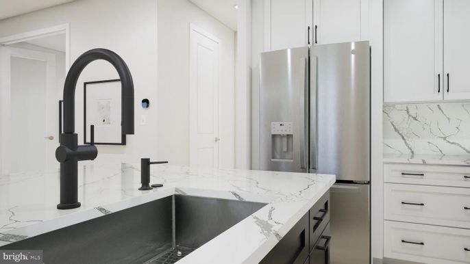 Interior, Kitchen, Marble Walls, Stainless Steel Appliances