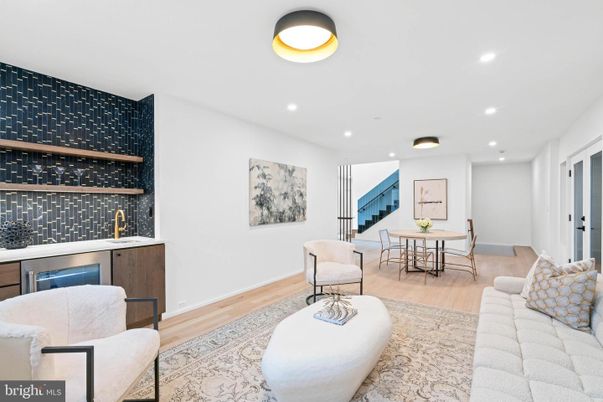 Dining room, Interior, Living room, Recessed Lighting, Wood Texture Flooring