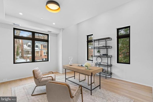 Home Office, Interior, Recessed Lighting, Wood Texture Flooring