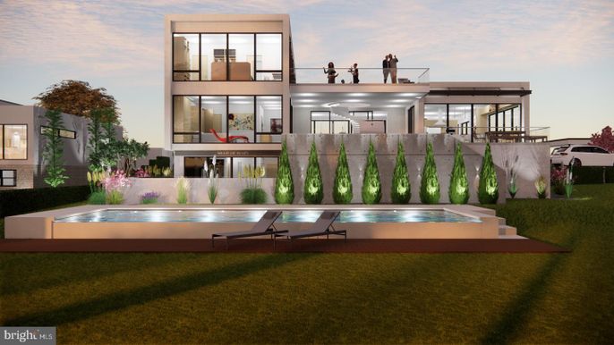 Backyard, Exterior, Facade, Pool, Modern
