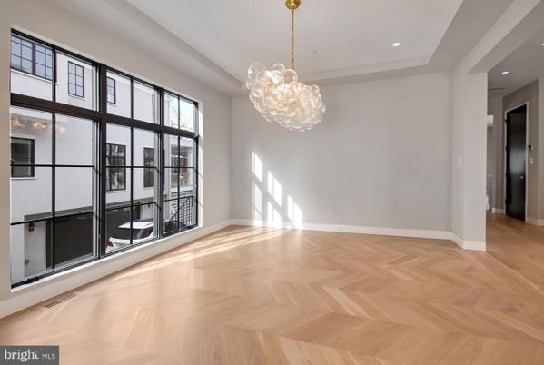 Chandelier, Empty room, Interior, Recessed Lighting, Wood Texture Flooring