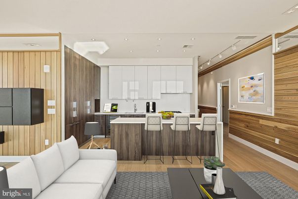 Interior, Kitchen, Recessed Lighting, Wood Texture Flooring, Wooden Walls