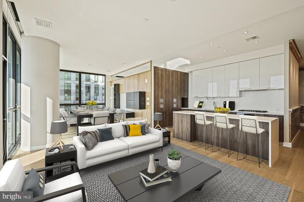 Dining room, Interior, Kitchen, Living room, Recessed Lighting, Stainless Steel Appliances, Wood Texture Flooring