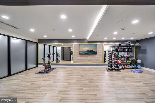 Fitness Equipment, Interior, Recessed Lighting, Wood Texture Flooring