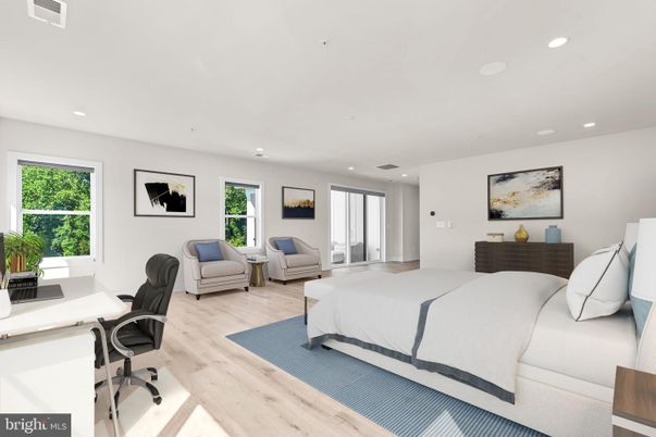 Bedroom, Home Office, Interior, Recessed Lighting, Wood Texture Flooring