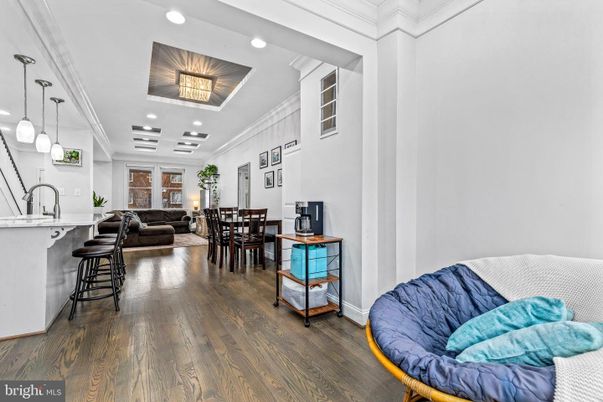 Dining room, Interior, Kitchen, Living room, Pendant Lights, Recessed Lighting, Wood Texture Flooring