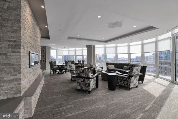 Dining room, Interior, Living room, Recessed Lighting, Stone Walls
