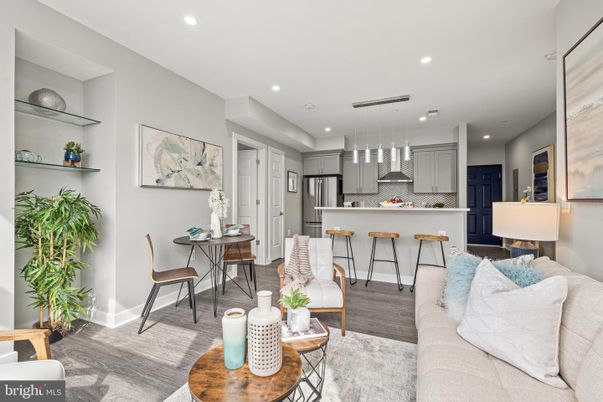 Dining room, Interior, Kitchen, Living room, Pendant Lights, Recessed Lighting, Stainless Steel Appliances, Wood Texture Flooring