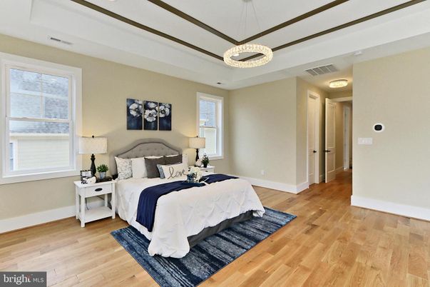 Bedroom, Interior, Pendant Lights, Wood Texture Flooring